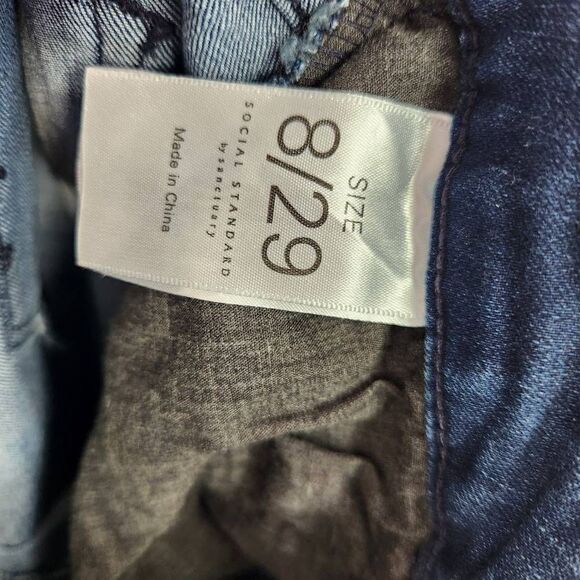 Social Standard by Sanctuary Raw Hem Mid Rise Kick Crop Jeans Blue Size 8 - Picture 12 of 15